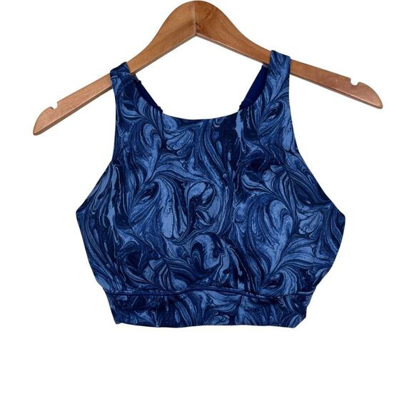 VICTORIA’S SECRET LIVE ON POINT STRAPPY BACK Blue Marble SPORT BRA SIZE 34D - Picture 1 of 7